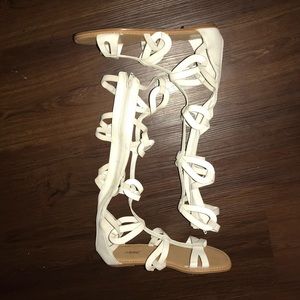 White tall gladiator sandals